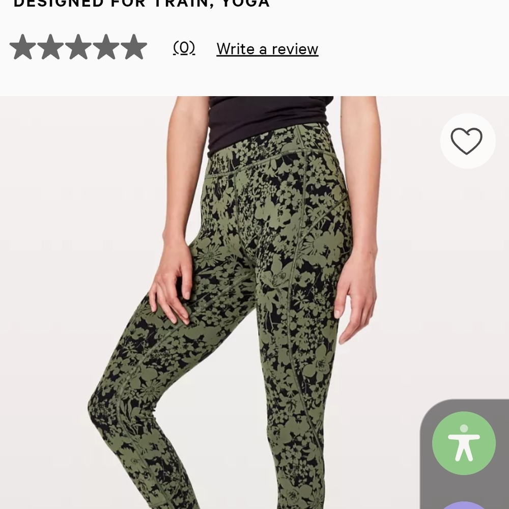 Lululemon Align Floral Green And Black Women's Leggings Size 10